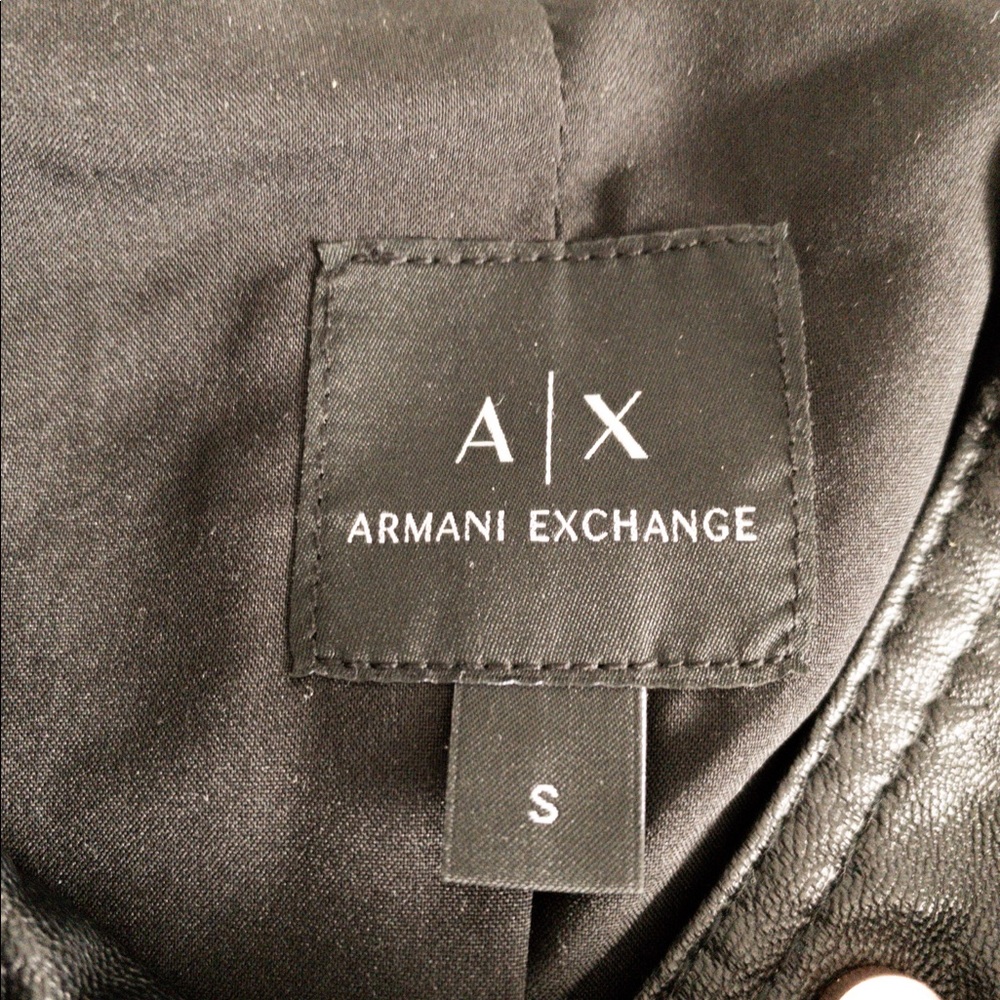 ♥️SOLD Armani Exhange Black Blouson Leather Jacket - Picture 7 of 9